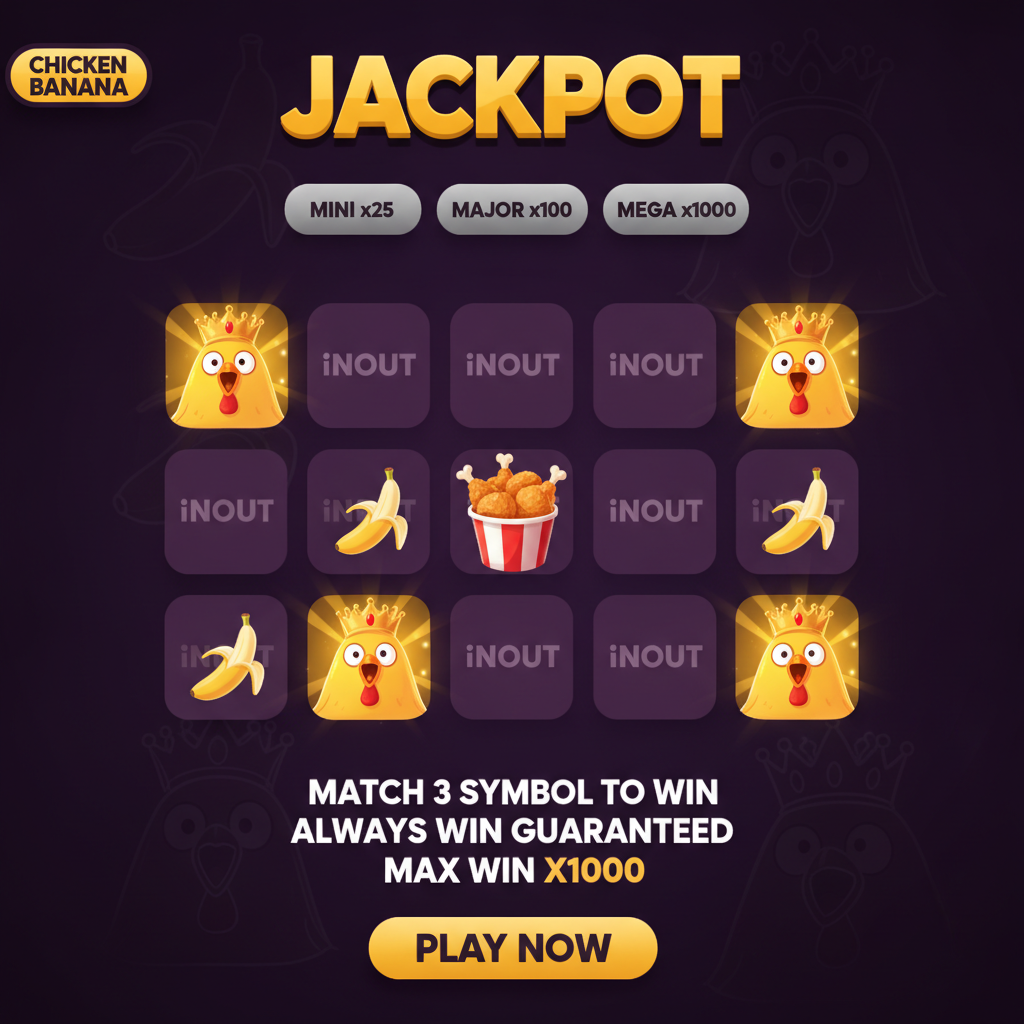 Chicken Banana slot gratta e vinci con griglia 5x4, simboli di pollo e banana, jackpot mega x1000 con pollo coronato